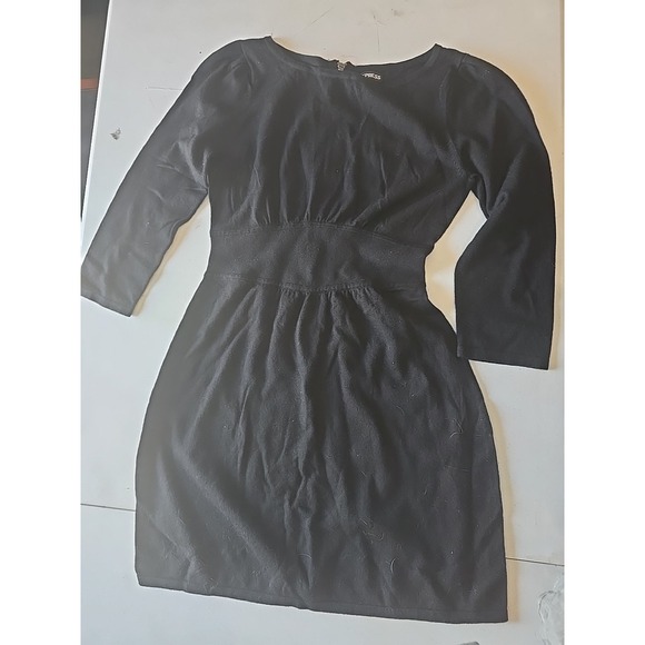 Express Dresses & Skirts - Express Sweater Dress Black With 3/4 Sleeves Zipper Embellishment On Back Size M